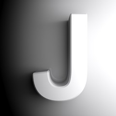 J white letter isolated on white background - 3D rendering illustration
