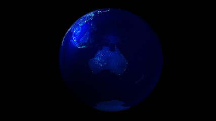 The night half of the Earth from space showing Australia and Antarctica.