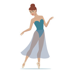 Girl ballerina standing in a beautiful dress