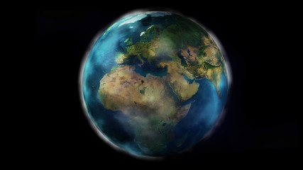 Fototapeta na wymiar The day half of the Earth from space showing Africa, Europe and Asia.