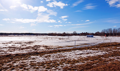 beautiful view of agricultural landscape in winter time