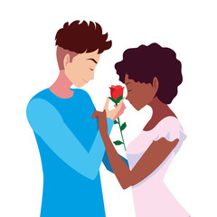 man giving flower a woman romantic
