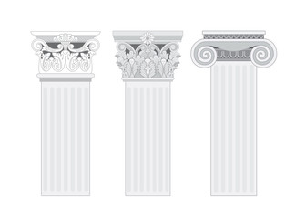 Architecture column and pillar ancient, vector illustration.