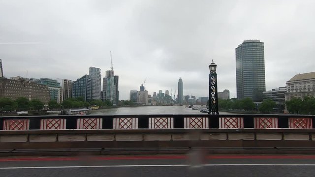 Lambeth Bridge On A Cloudy Summer Day, London, UK. Slow Motion Footage