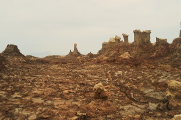 Ethiopia. The parched sea. The rocks in this photo were made of salt and at the top you can see the silt. 