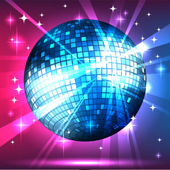 Sparkling disco ball. Night party