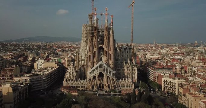 Aerial view of Sagrada Familia, Barcelona, Spain.
