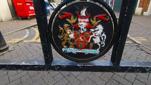 Coat of arms (crest) of Dartford. Slow motion
