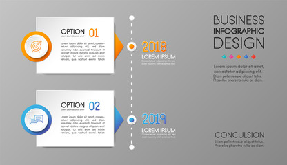 Colourful infographic with 2 options. Timeline. Vector