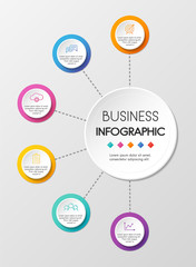 Circle infograph design with 6 steps. Vector