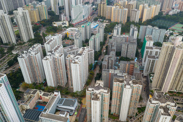 Fototapeta na wymiar Top view of residential district in Hong Kong