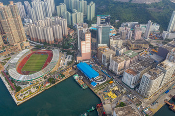 Fototapeta na wymiar Top view of Hong Kong recreation sport complex