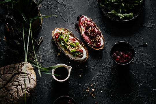 Rye Sourdough Toast with Sweet and Savory Toppings