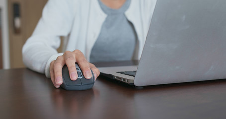 Fototapeta premium Woman work on computer at home