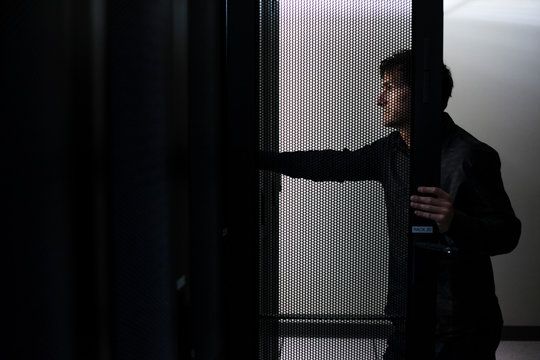 Technician in a server room.