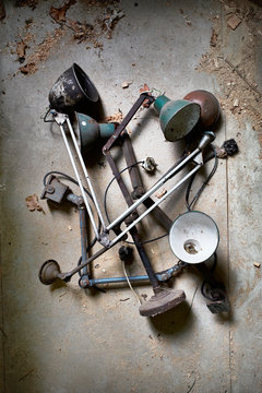 Desk lamps ready for repair