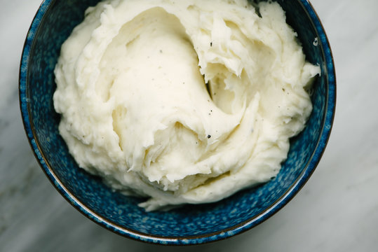 Closeup of a bowl of Mashed Yucca