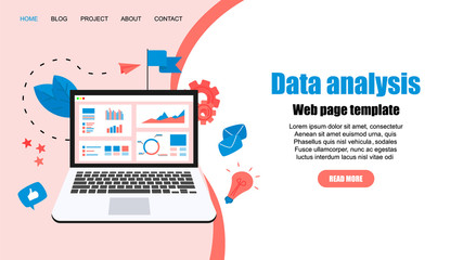 Web template. Mans studying financial statistics on screen monitor. Financial reports, charts graphs on screens of desktop. Business concept	