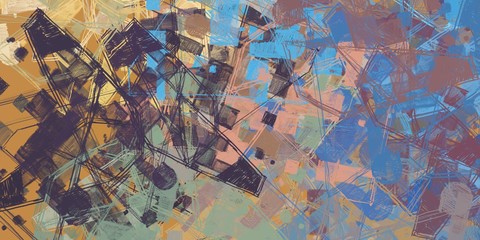 Modern art. Artistic brush. Oil painting mix. 2d illustration. Texture backdrop matrix. Creative natural chaos form structure unique element material creation bitmap figures. Acrylic variety vivid ske