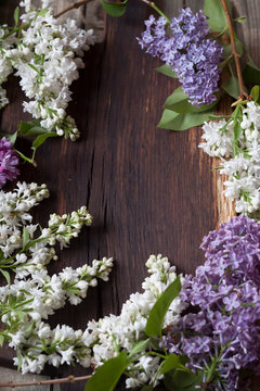Lilacs on wood