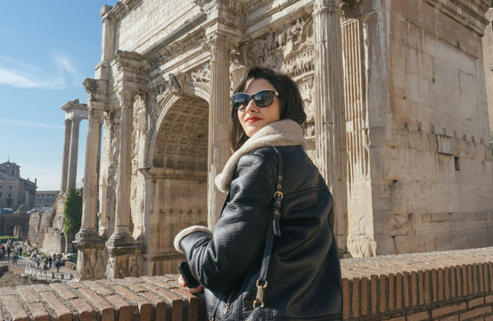 Woman Sightseeing in Rome.