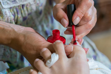 pedicure process macro closeup. pedicure process and spa procedure macro closeup. Concept body...