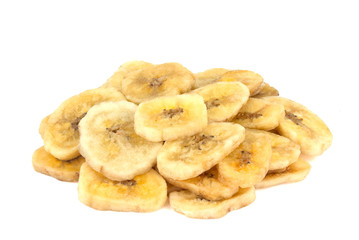 banana chips on white background