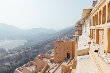 VIew of the fort and the hill below in Jaipur, India
