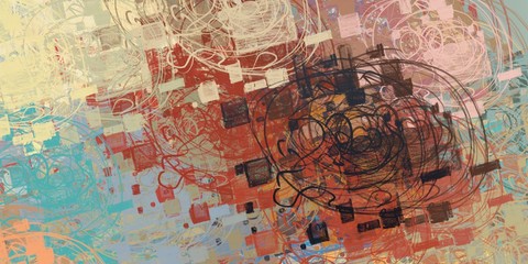 Decorative oil painting. Vibrant dynamic art. 2d illustration. Texture backdrop. Creative chaos structure element.