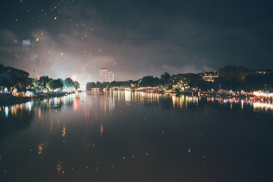 Festive night at the river