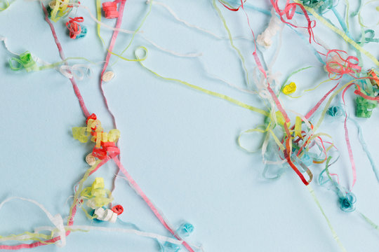 Party Popper Streamers A Blue Background