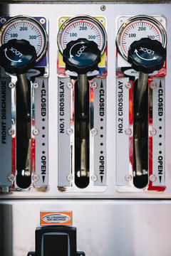 Water pressure gages on a modern fire engine