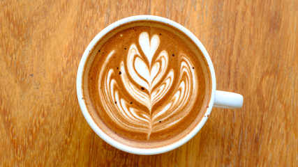 hot mocha coffee on the table