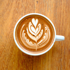 hot mocha coffee on the table