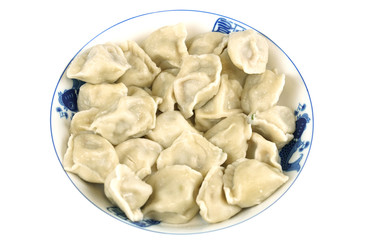 Fototapeta na wymiar dumpling in the plate isolated on white background