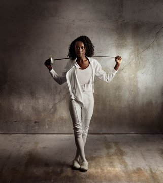 casual portrait of a fencer