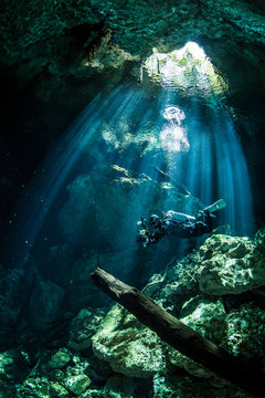 Scuba diver in the cavern