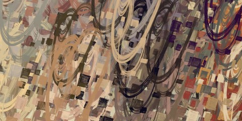 Art wallpaper. Digital canvas. 2d illustration. Texture backdrop painting. Creative chaos structure element.