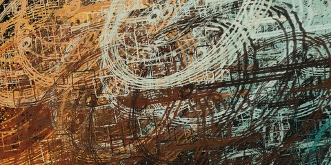 Brush painting. Artistic canvas. Oil art. 2d illustration. Texture backdrop. Creative chaos structure element.