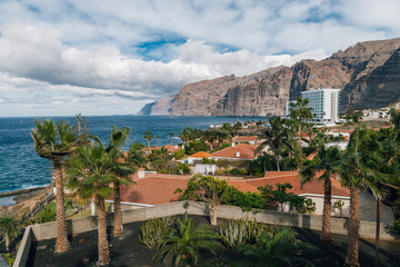 Beautiful view of the tourist town of Acantilados de los Gigantes in the west of the island of Tenerife in the Canary Islands