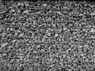 wall of small stones, stones in the grid