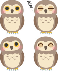 フクロウのイラストセット