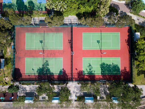 Aerial Views Of Tennis Court