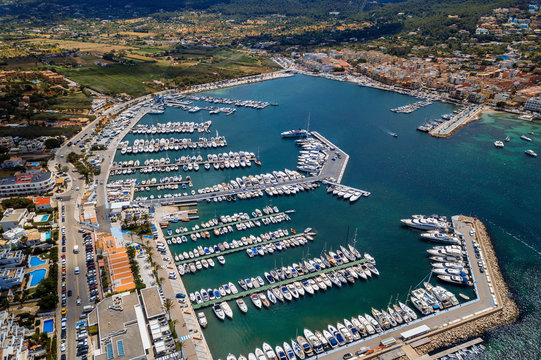 Aerial view of Puerto d'Andratx Village in Majorca, Spain