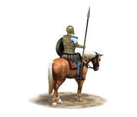 3d render, rider, warrior on horseback, illustration
