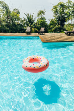 Pink inflatable donut