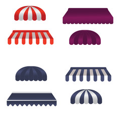 Vector set of square and round awnings