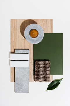 Collection of interior finishes mood board