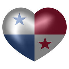 Flag of Panama in heart shape. 3d vector illustration.