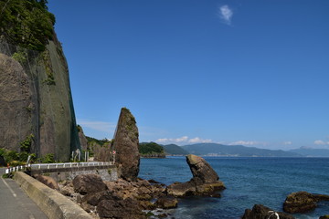 Fototapeta na wymiar Landscape with ocean and rocks in Hokkaido, Japan